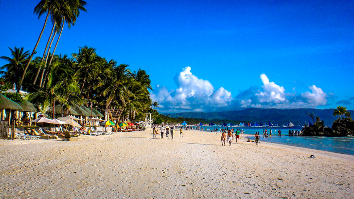 The famous White Beach on Boracay Island